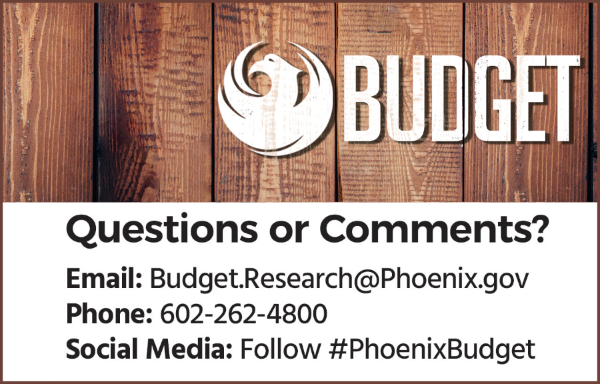 Budget - Questions or Comments? Please contact us at 602-262-4800